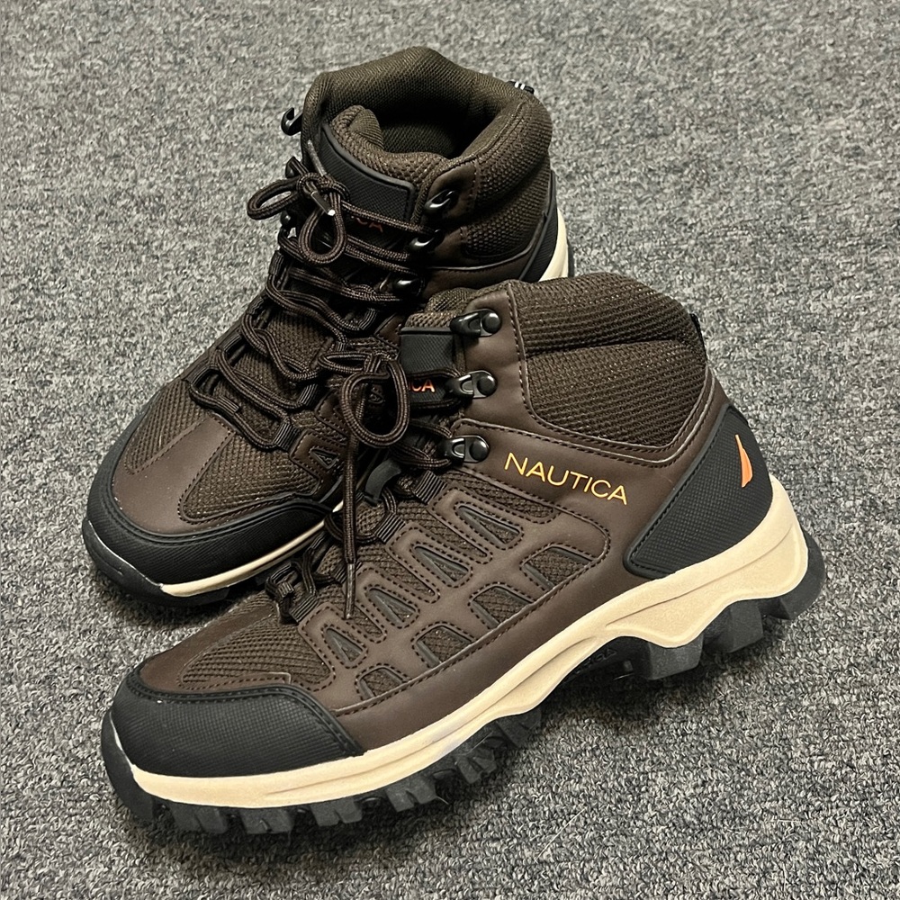 Nautica Corbin Mid Hiking Boots Youth 7 Brown Black